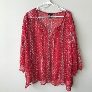 Plus size red flowy blouse